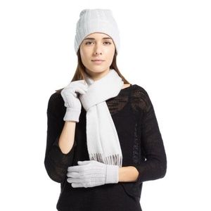 Women's 100% Pure Cashmere Hat, Glove, Scarf Set